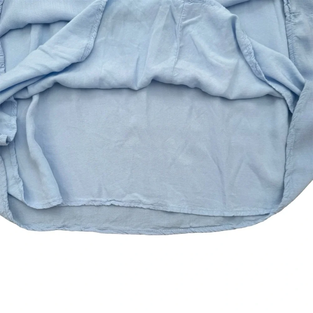Lulus Smocked Midi Dress size Medium Light Blue Tie Shoulder Lined
